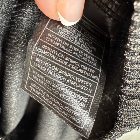 Betsey Johnson Black Metallic Ruched V-Neck Mini Dress S NEW Glam Disco Party - Picture 5 of 7